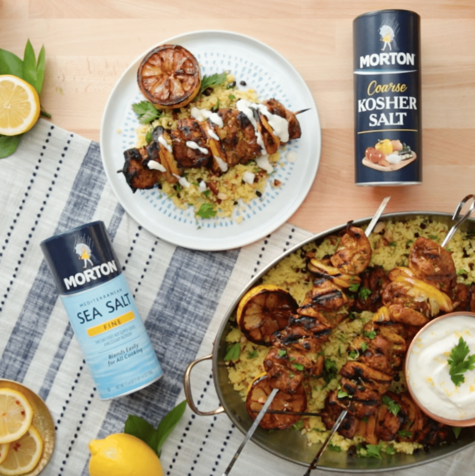 Moroccan Spiced Grilled Chicken Kebabs with Quick “Preserved” Lemons