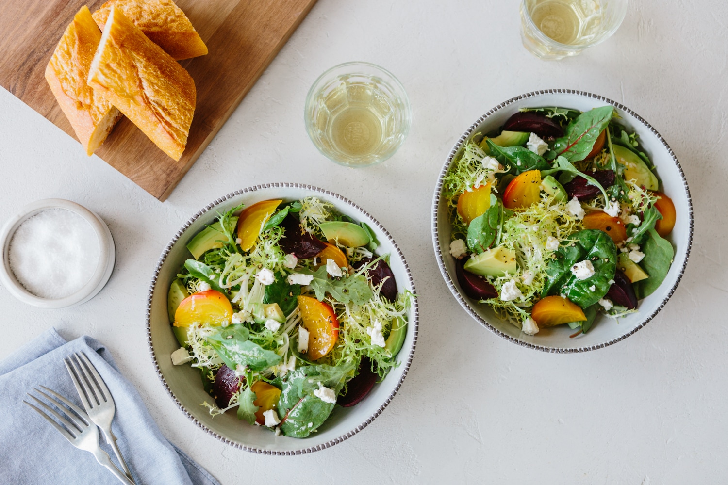 Salt-Roasted Beets with Avocado, Mixed Lettuces and Citrus Vinaigrette