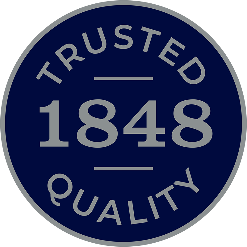Circular logo featuring the text "Trusted Quality" and the year "1848," emphasizing a legacy of reliability and excellence.