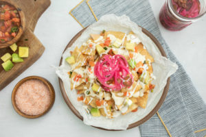 Creamy Cheese Nachos with Pickled Peppers and Onions