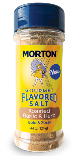 MORTON<sup>®</sup> <br>GOURMET FLAVORED SALT<sup>®</sup> <br> ROASTED GARLIC & HERB 1