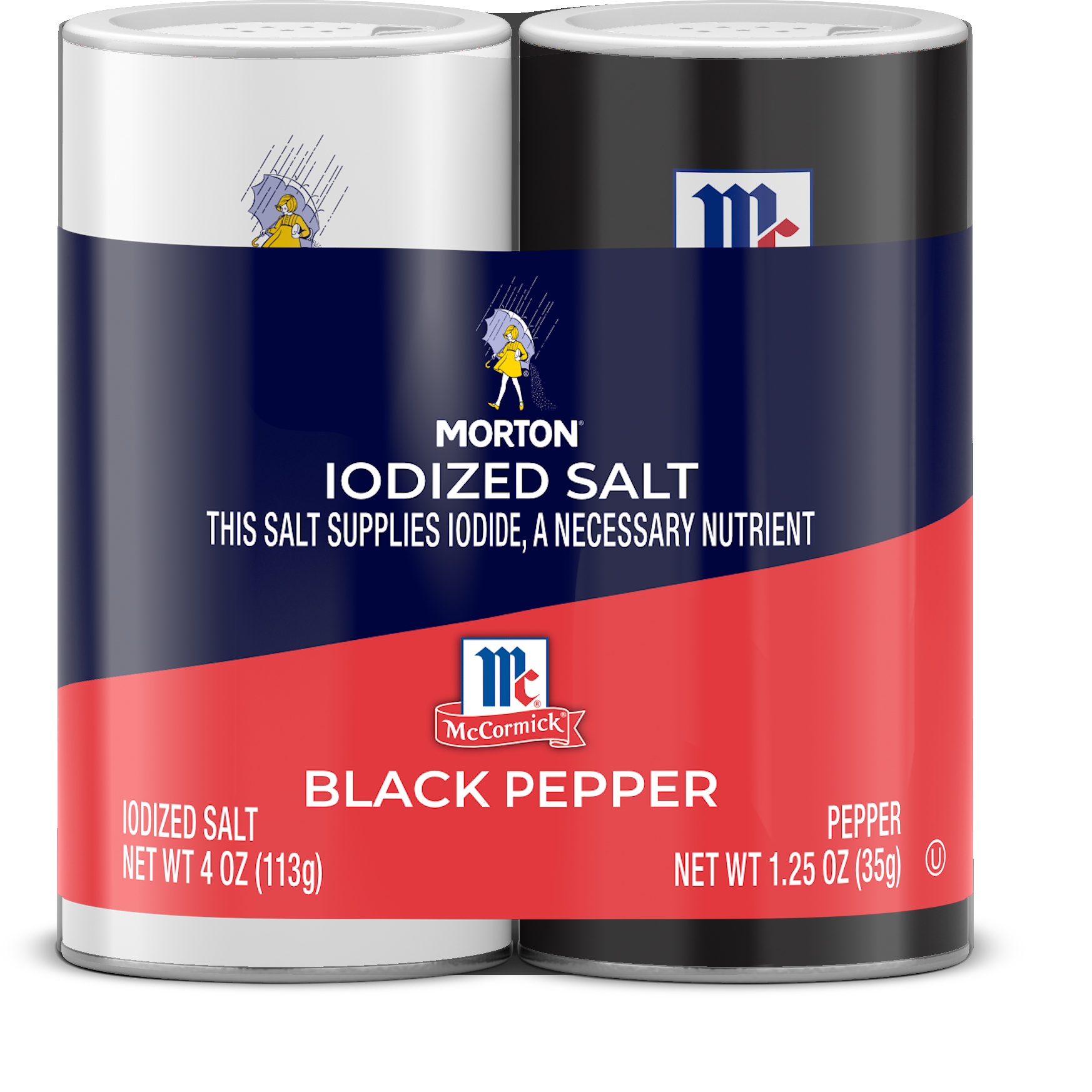 MORTON® IODIZED SALT & PEPPER SHAKERS 2 Morton Salt