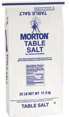 MORTON<sup>®</sup> <br>TABLE SALT 25 LB. BAG